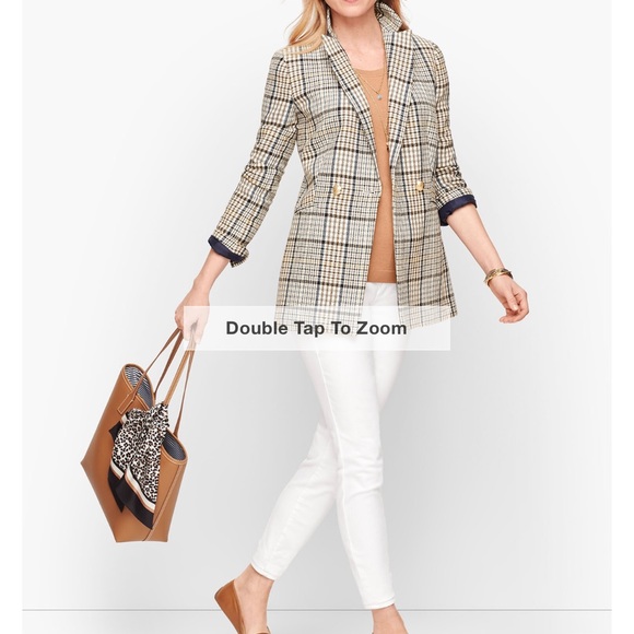 Talbots Plaid Double Breasted Blazer - Picture 9 of 11